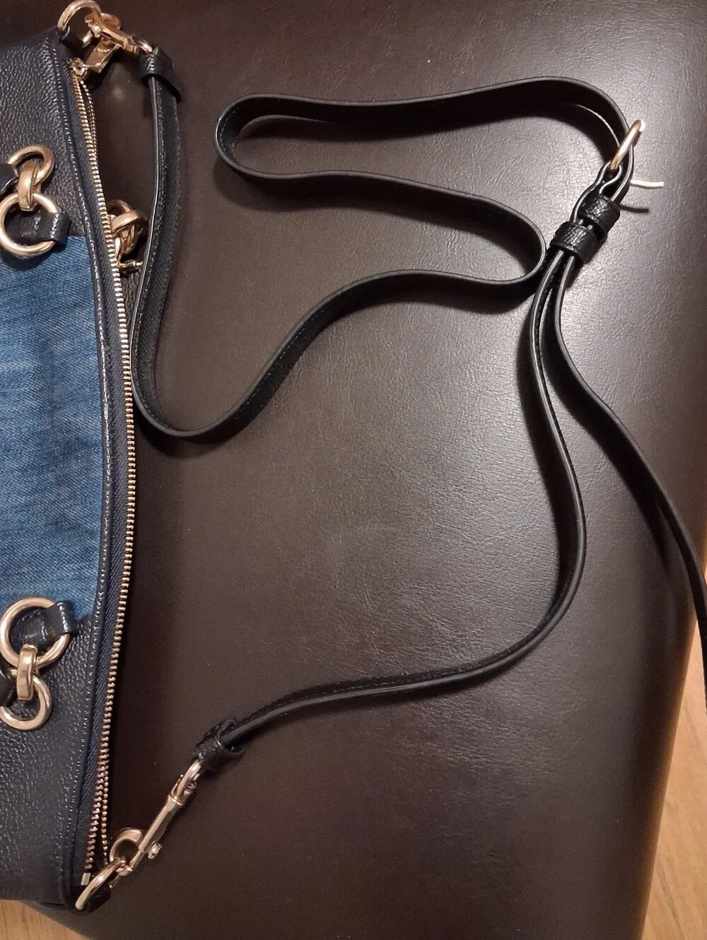 Coach Blue Denim and Black Leather Handbags Satchel Crossbody
